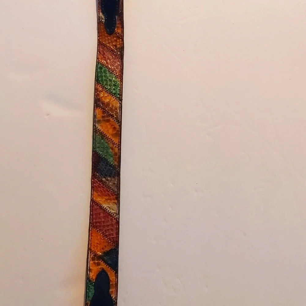 Dan Post |Vintage Python Multi-Color Silver Buckle Black Dress Belt RARE! Sz.S/M